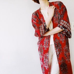 Red Polynesian summer cover up